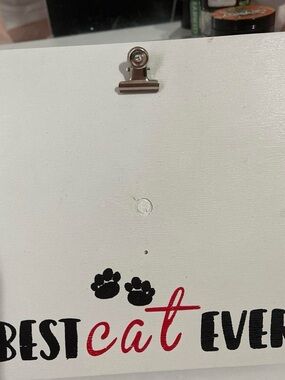 Best Cat Ever Wall Sign - White with Black & Red Accents